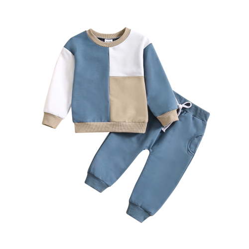 HCNTES Fall Winter Toddler Baby Boy Clothes 2Pcs Crewneck Sweatshirt and Pants Sweatsuit Little Boy Clothing（Khaki,3-6 Months)