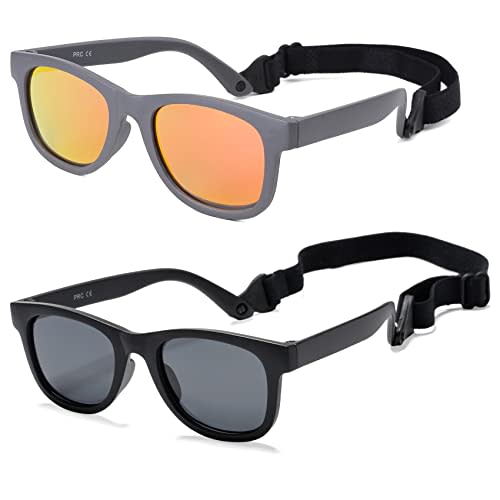 COASION Bendable Flexible Polarized Newborn Baby Sunglasses with Strap for Infant Boys Girls Age 0-12 Months CA8042