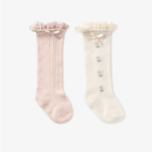 Floral Knee-high Non Slip Baby Socks 2 pack – Elegant Baby