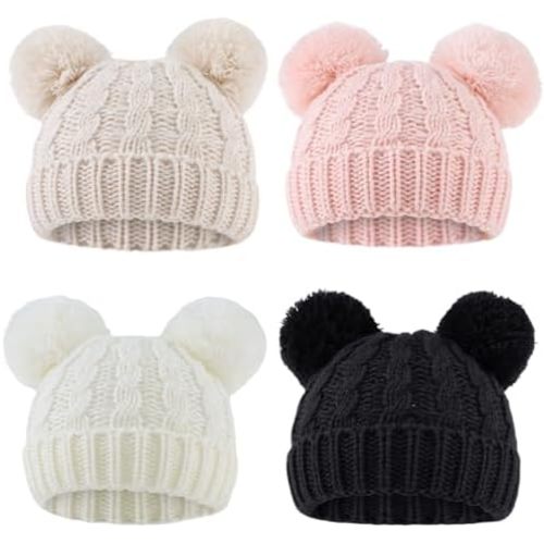 Yuoahcn Baby Girl Beanie Winter Baby Boy Hat with Pom pom Warm Infant Knitted Hats Toddler Kid Beanies