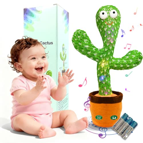 Hunfur Dancing Talking Cactus Toy,Christmas Funny Gift for Toddler 1 2 3 Year Old Boy Girl,Record Repeat What You Say Baby Infant Toys 6-12 12-18 Months with 3xAA Battery (Volume Adjustment)