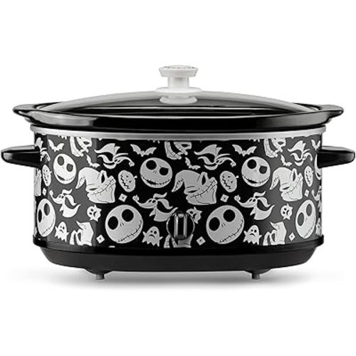 Disney The Nightmare Before Christmas Slow Cooker by Select Brands - Slow Cooker for Kitchen - Dishwasher-Safe Stoneware Crock Insert - 7 Quarts
