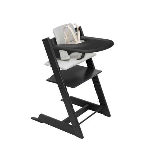 Stokke Tripp Trapp High Chair 2 With Cushion And Tray - Black With Nordic Gray