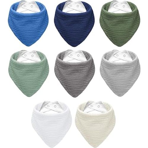Muslin Baby Bibs,Baby Bandana Drool Bibs 100% Cotton for Baby Boy Girl,Solid Colors Bib for Drooling Teething