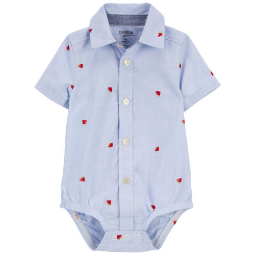 Blue Baby Watermelon Print Button-Front Bodysuit | carters.com