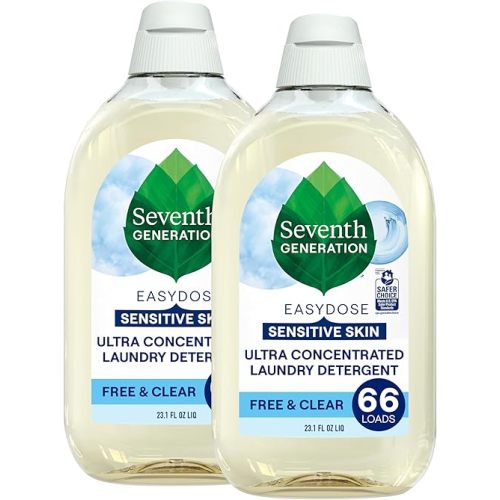 Seventh Generation Laundry Detergent, Ultra Concentrated EasyDose, Free & Clear, 23.1 Fl Oz (Pack of 2) (Packaging May Vary)