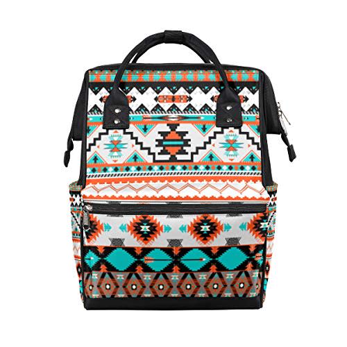 TropicalLife Ethnic Geometric Boho Diaper Backpack Large Capacity Baby Bags Multi-Function Zipper Casual Travel Backpacks for Mom Dad Unisex