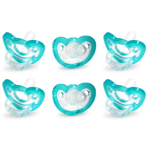 RaZbaby Jollypop Pacifier for Babies 3 Months and Up, USA Made, Natural Shaped Orthodontic Binky, Lovingly Shared in NICUs & Hospitals Worldwide, Medical-Grade 100% BPA-Free - 6 Pack - Teal