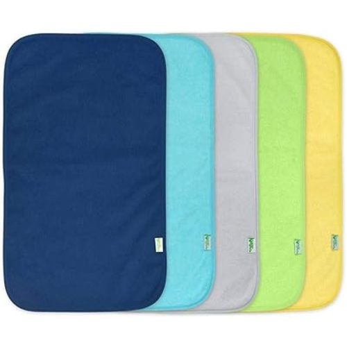 green sprouts Stay-Dry Burp Pads (5 Count) | Ultimate protection from drools & spit ups | Waterproof protection, Soft & absorbent terry, Machine washable