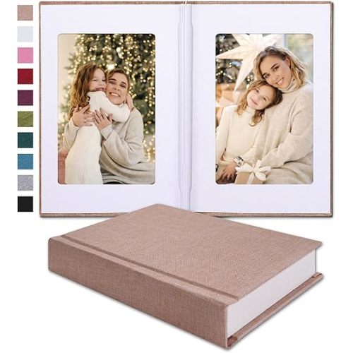 Small 4x6 Photo Album with Writing Space Holds 30 Photos Ideal for Wedding Theme-Album and Baby Photo Album (Beige)