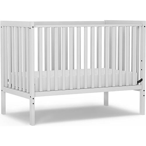 Baby Crib 5-in-1 Convertible, Wood Full Size Toddler Bed for Small Baby, Made of Sustainable Natural Pinewood Cribs, Non-Toxic Finish, Simplistic Nursery Furniture (White)