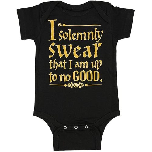 Harry Potter Unisex Baby Up To No Good One Piece Bodysuit - Black (6 Months)