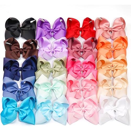 CÉLLOT 40PCS 4.5 Inch Hair Bows for Girls Grosgrain Ribbon Toddler Hair Accessories with Alligator Clips for Baby Girls Toddlers Kids in Pairs
