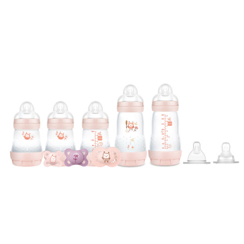 MAM Baby Bottle and Pacifier Matte Gift Set, Girl, 10 Pack