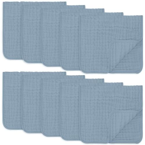 Comfy Cubs Muslin Burp Cloths Large 100% Cotton Hand Washcloths for Babies, Baby Essentials 6 Layers Extra Absorbent and Soft Baby Rags for Registry (Pacific Blue 10-Pack, 20" X10")