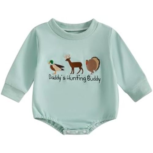 Baby Boy Hunting Clothes Mallard Duck Sweatshirt Bubble Romper Bodysuit Cute Baby Fall Winter One Piece Outfit
