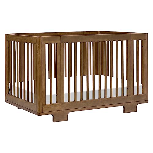 Babyletto Yuzu Convertible All-Stages Bassinet, Midi, Full-Size Crib in Natural Walnut, Greenguard Gold Certified, Portable & Adjustable with Conversion Kits and Pads Included
