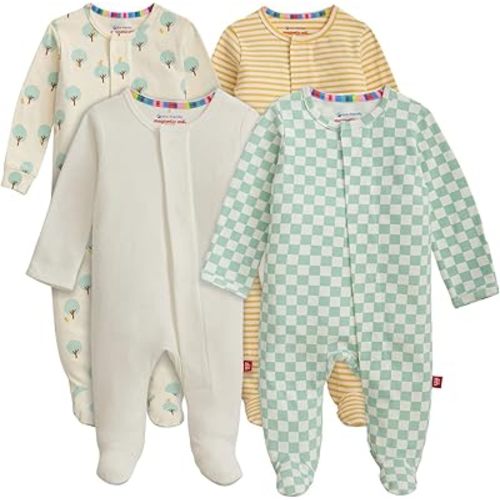 Magnetic Me Cloudstretch 4-Pack Bundle | Magnetic Baby Footie Pajamas (0-3M)