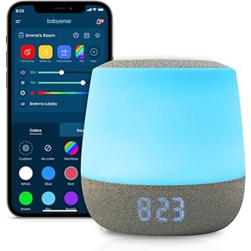 Babysense Dreamer Baby Sound Machine For Sleeping, White Noise, Lullabies & Sounds, Portable, Adjustable Night Light, Alarm Clock & Temperature Display, Toddler Sleep Trainer, App Available in US Only
