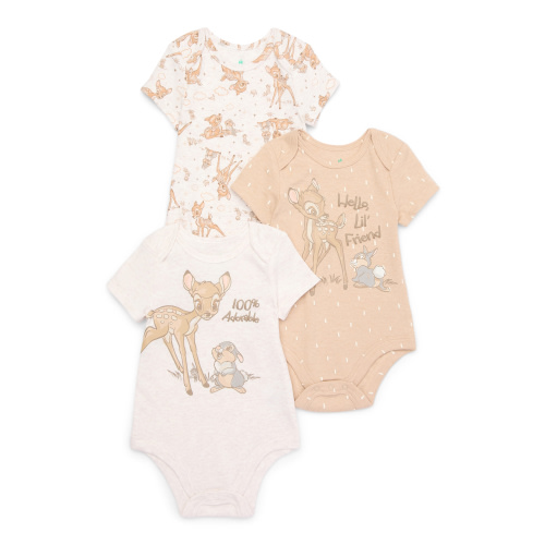 Disney Baby Wishes + Dreams Character Infant Baby Short Sleeve Bodysuits, 3-Pack, Sizes Newborn-12 Months