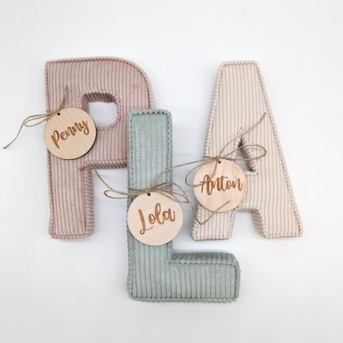 Fabric letters made of corduroy, children's room decoration, baby gift, birth, baptism, boho children's room, gift idea birth, letter decoration