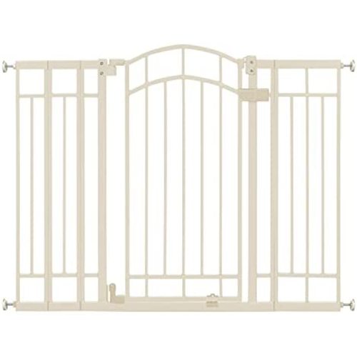 Summer Multi-Use Decorative Extra Tall Walk-Thru Baby Gate, Fits Openings 28.5" to 48" Wide, Black Metal, for Doorways and Stairways, 36" Tall Baby and Pet Gate, Beige, One Size