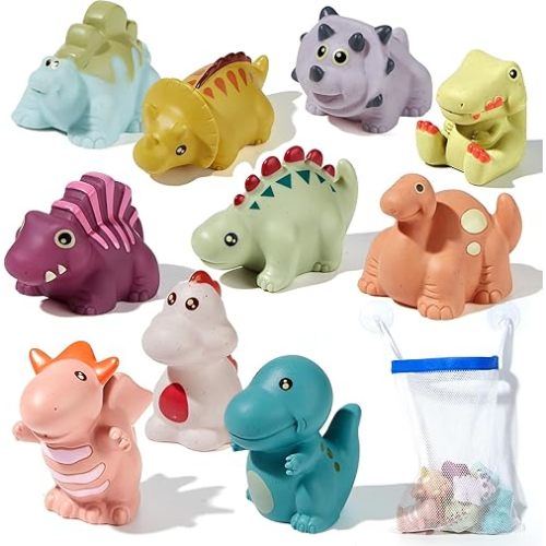 Mold-Free & No Holes Baby Bath Toys for 6-12 Months & 1-3 Year Olds | 9 Pack Dinosaur Bathtub Toys | Safe & Non-Toxic Pool Shower Water Play | Baby Toddler Gift for Girls Boys