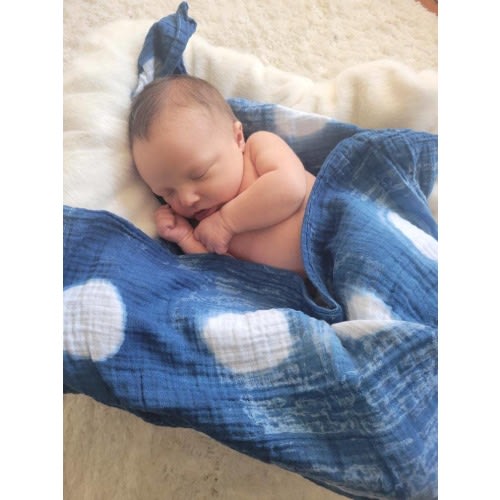 Fiber + Mud Organic Indigo Swaddle Blanket | FOGGY NOTION