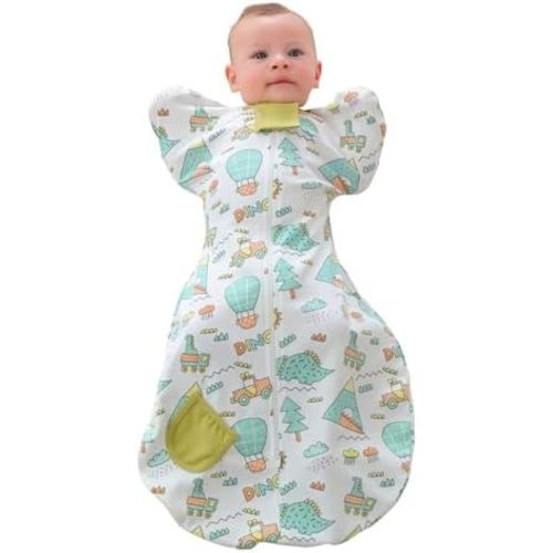 Baby Transition Swaddle Sleep Sack with 2-Way Zipper 100% Cotton Soft Comfortable Sleeping Bag 1.0 TOG