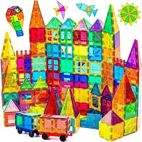 cossy 120Pcs Magnetic Tiles Magnetic 3D Building Blocks Set Educational Construction Toys for 3+ Year Kids with Stronger Magnets, Educational Toys, Recreational, Conventional