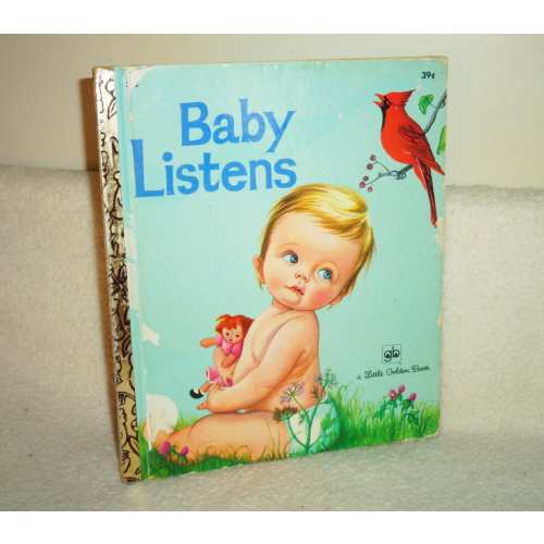 Eloise Wilkin Golden Book Baby Listens 39c 1973 #383 Hardcover Book