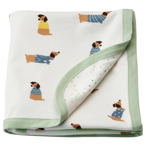 DRÖMSLOTT Baby blanket - puppy pattern/dot pattern multicolor 31x39 "