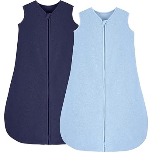 Looxii Fleece Baby Sleep Sack 0-6 Months 2 Pack 1.5 TOG Baby Wearable Blanket with 2-Way Zippers Soft Warm Toddler Sleeping Sack