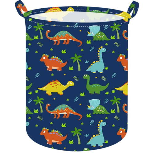 KUNRO Kids Dinosaur Collapsible Laundry Hamper, Blue