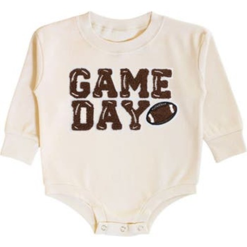 Game Day Patch Long Sleeve Romper, 12-18M