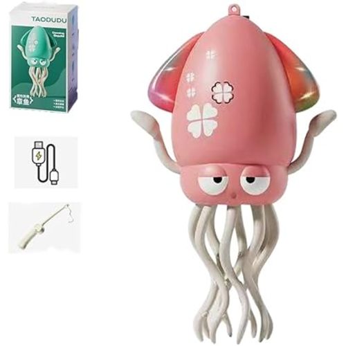Electric Crawling Octopus Toy, Crawling Dancing Automatic Obstacle Avoidance Octopus Sensor Toy, Magic Creative Crazy Dancing Octopuses Toys with LED for Baby Sensory Development(Pink(Fishing Rod))