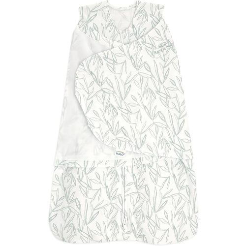 HALO 100% Cotton Sleepsack Swaddle, 3-Way Adjustable Wearable Blanket, TOG 1.5, Leaves, Newborn, 0-3 Months