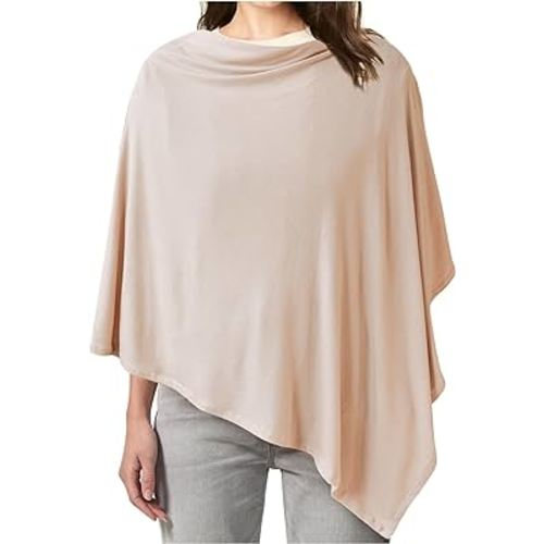 Konssy Knit Nursing Cover for Breastfeeding, 360° Full Privacy Breathable Breastfeeding Cover, Multi-use Carseat Canopy(Beige)