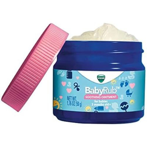 Vicks BabyRub Chest Rub Ointment with Soothing Aloe, Eucalyptus, Lavender, and Rosemary, from the makers of VapoRub, 1.76 oz