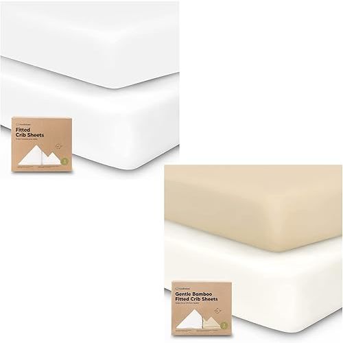 KeaBabies 2-Pack Organic Crib Sheets for Boys, Girls and 2-Pack Crib Sheets for Boys, Girls - Jersey Fitted Crib Sheet - Organic Baby Crib Sheets Neutral - Crib Mattress Sheet