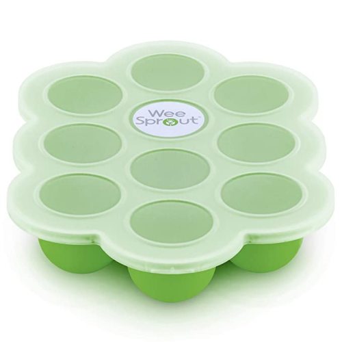 WeeSprout Silicone Baby Food Freezer Tray with Clip-on Lid Perfect Storage Container for Homemade Baby Food, Vegetable & Fruit Purees, and Breast Milk