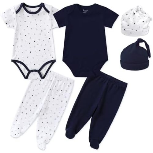Jimonda Baby BodySuit Set Boys BodySuit Girl 6-Piece Pants Set Infant Toddler Baby Sets