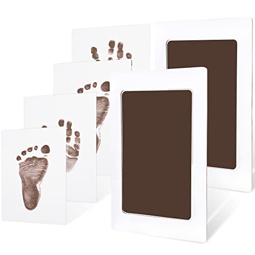 2-Pack Inkless Hand and Footprint Kit - Ink Pad for Baby Hand and Footprints - Dog Paw Print Kit,Dog Nose Print Kit - Baby Footprint Kit, Clean Touch Baby Foot Printing Kit, Handprint Kit (Pecan)