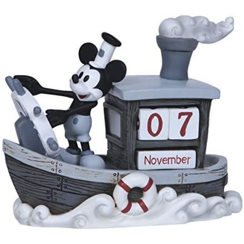 Precious Moments, Disney Showcase Collection, “Mickey Mouse Perpetual Calendar”, Resin Figurine, #144707 , Gray