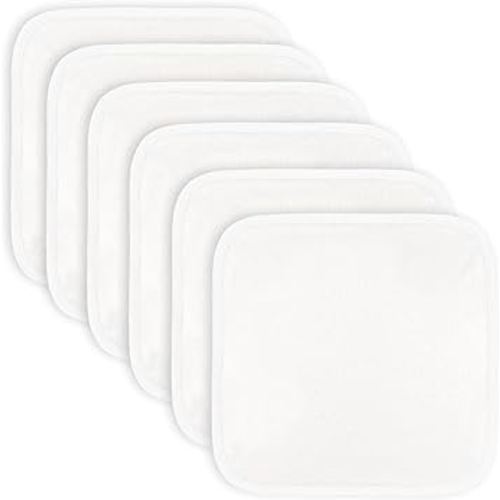 Comfy Cubs Organic Rayon Made from Bamboo Baby Washcloths, 6 Pack, Ultra-Soft Organic Fabric, Gentle on Sensitive Skin for Face and Body, Plush, Super Absorbent for Girls and Boys (White Trim)