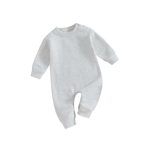 Qtinghua Newborn Baby Boy Girl Fleece Sweatshirt Romper Long Sleeve Jumpsuit Bodysuit Fall Clothes Gray 0-3 Months