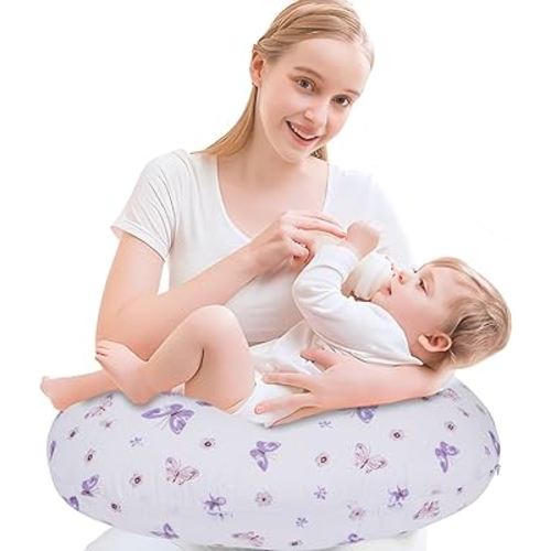 Nursing Pillow for Breastfeeding, Breathable Breast Feeding Pillow and Positioner with Removable Cover for More Support, Tummy Time and Bottle Feeding Support Pillow, Butterfly Dreams