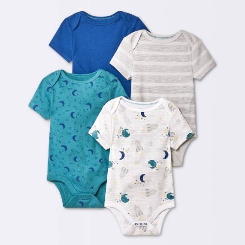Baby 4pk Short Sleeve Bodysuit - Cloud Island™ Blue, Size: 3-6M
