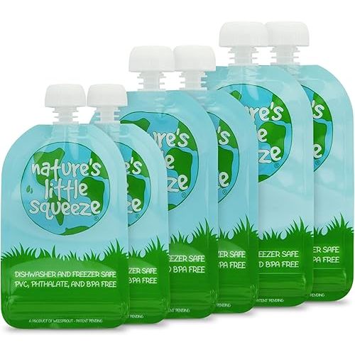 WeeSprout Double Zipper Reusable Food Pouches (Original, Variety)