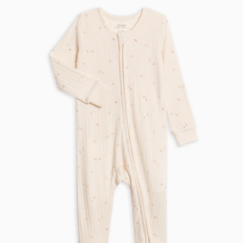Maya Brushed Back Pointelle Footed Zipper Sleeper